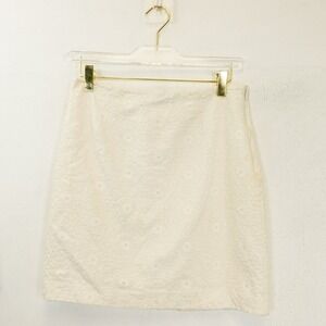 CLUB MONACO White Mini Pencil Skirt 4 SMALL Bodycon High Waisted Floral Slim Fit